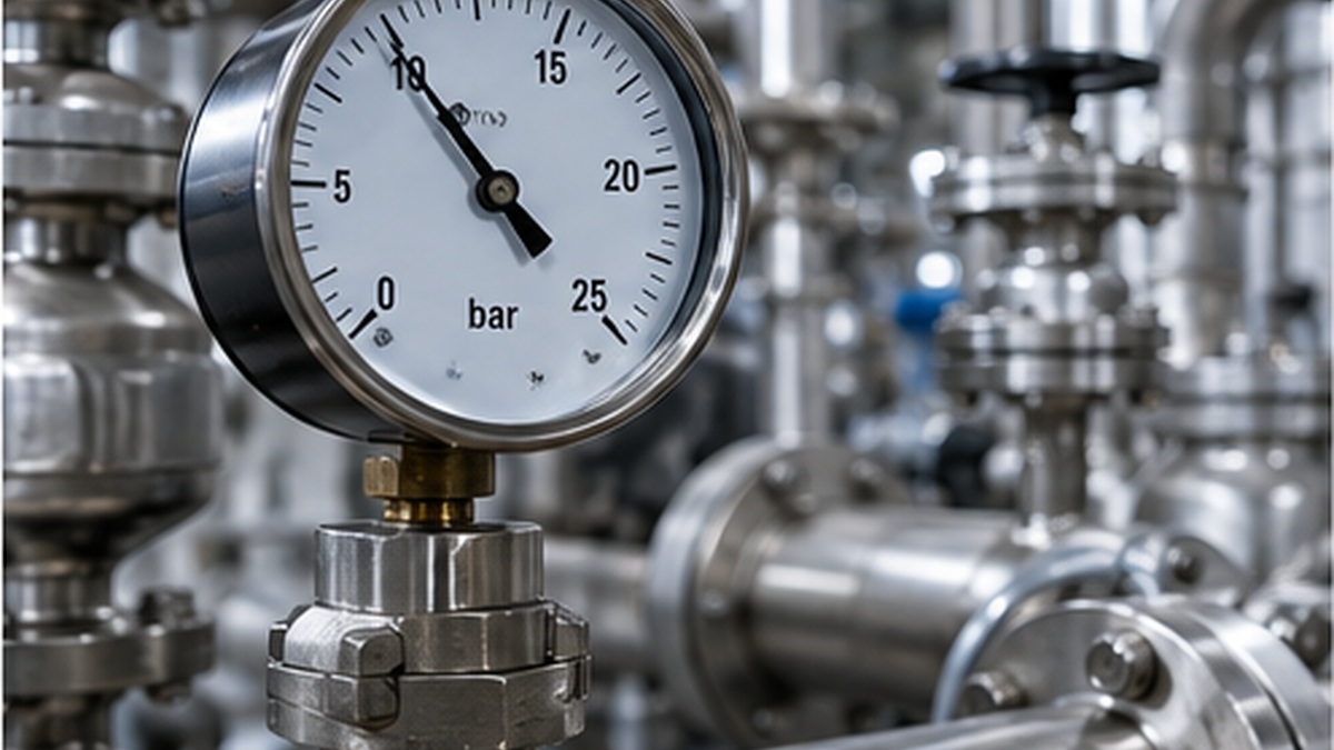 Industrial pressure gauge and stainless steel process piping